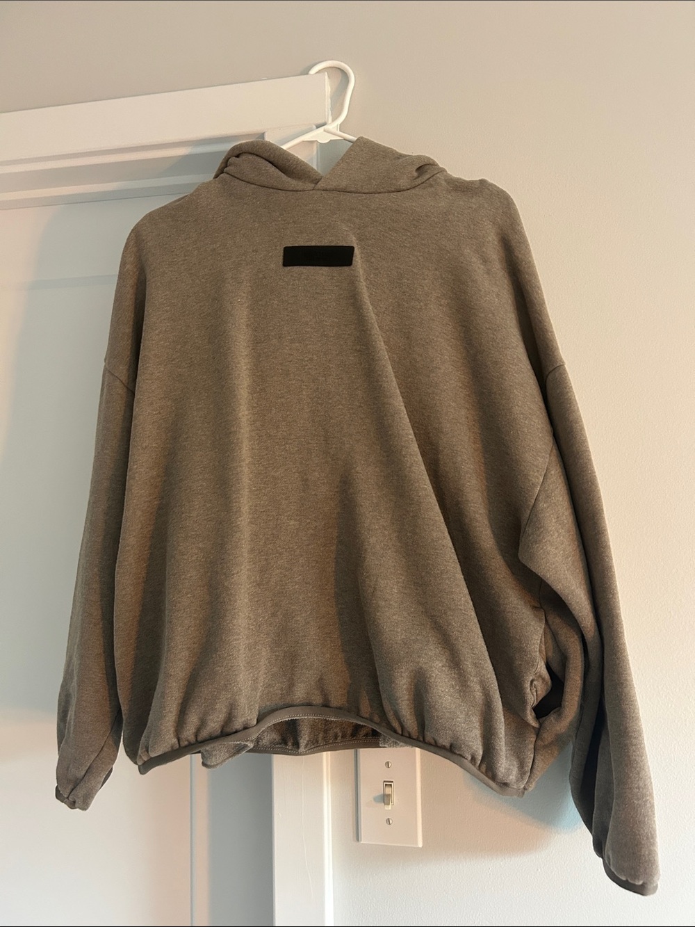 Fear of God Tan Hoodie with Black Logo Patch